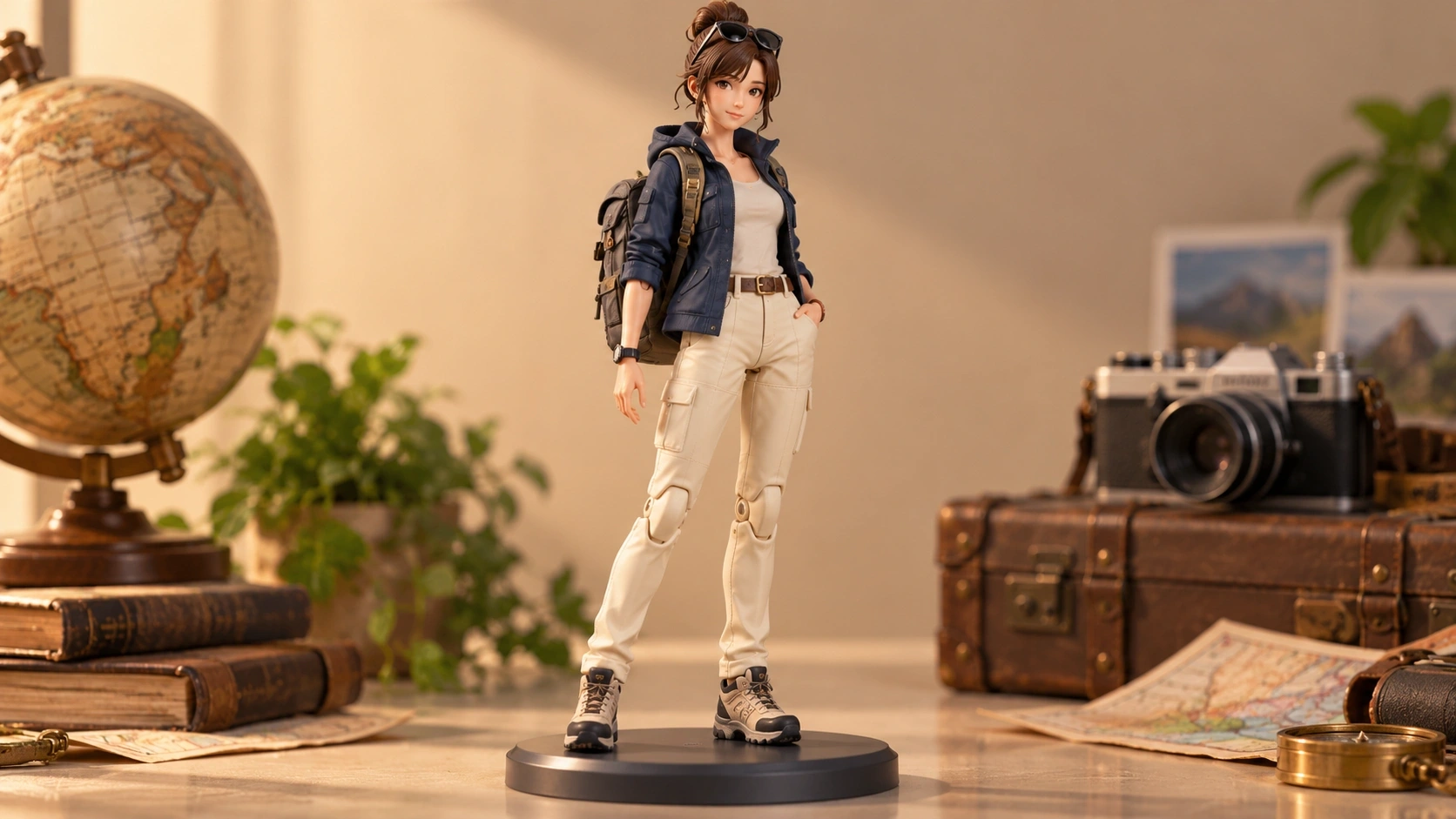 Original traveler collectible figure on a round display base