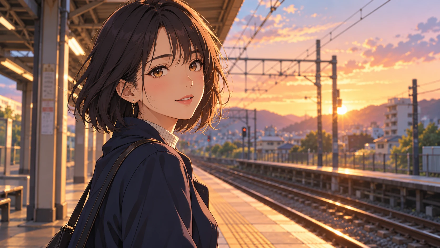 Original colored anime portrait with clean contours and graphic light