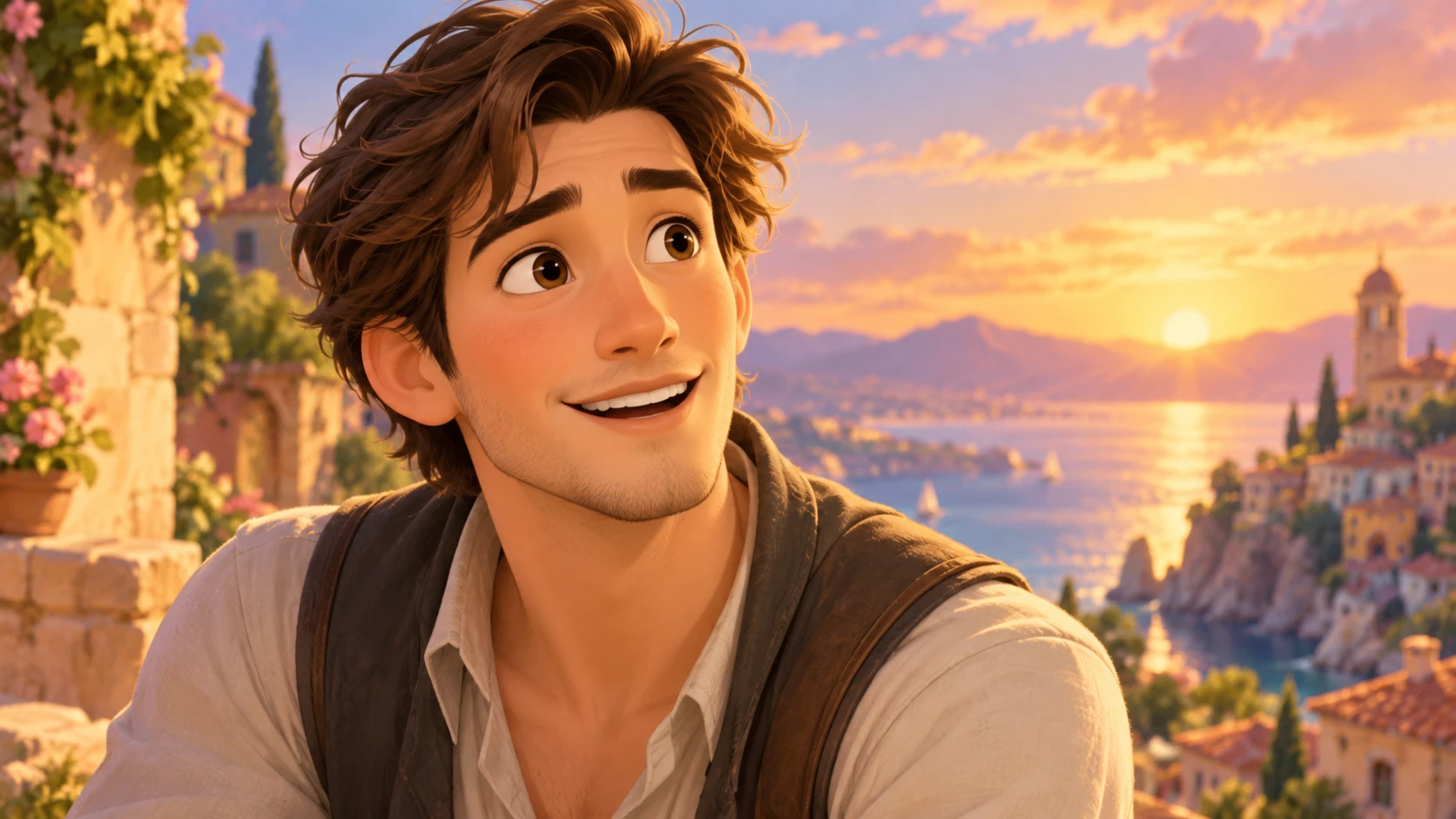 Original animated adult with a readable surprised expression