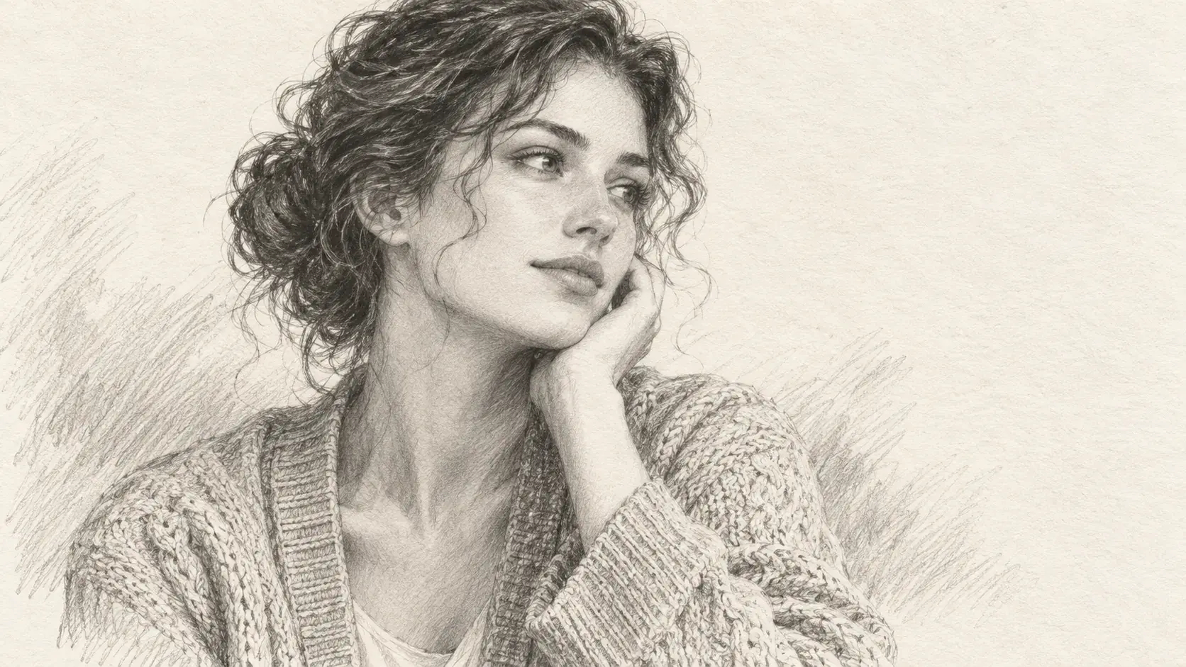 Graphite portrait with visible pencil strokes and paper light