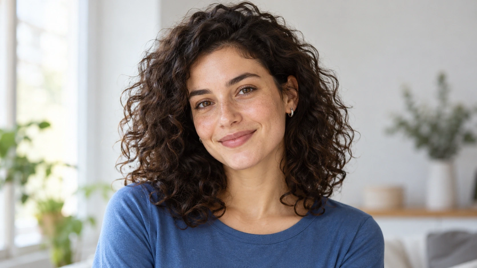 AI-generated input portrait with a clear face and natural window light
