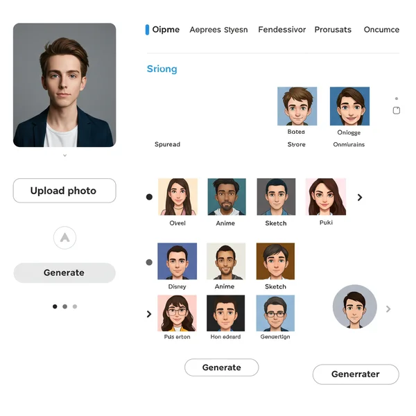 User interface of an AI cartoon generator tool
