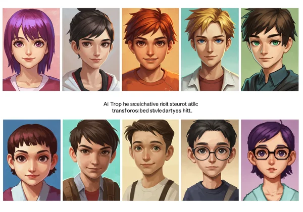 Diverse AI cartoon styles displayed in a grid format