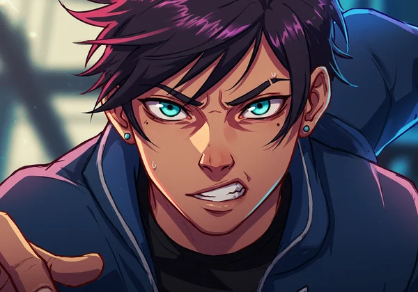 A person transformed into a dynamic anime character avatar