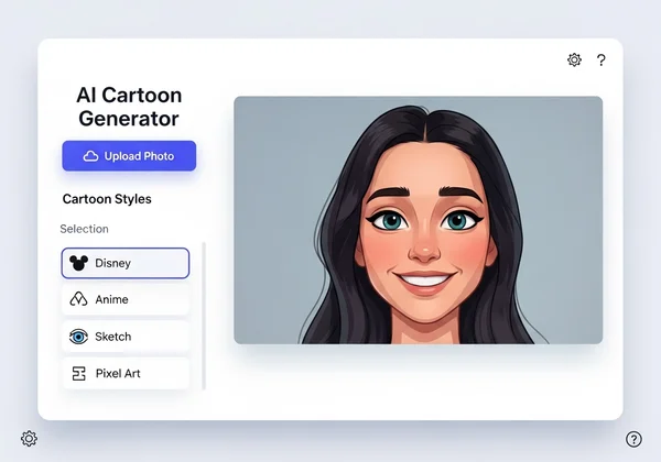 User interface of an AI photo to cartoon generator platform