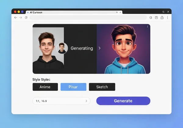 User interface for AI cartoon generation process