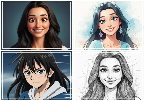 Showcasing diverse AI cartoon styles from one photo