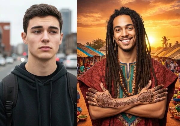 Before and after of AI cartoon from prepped photo