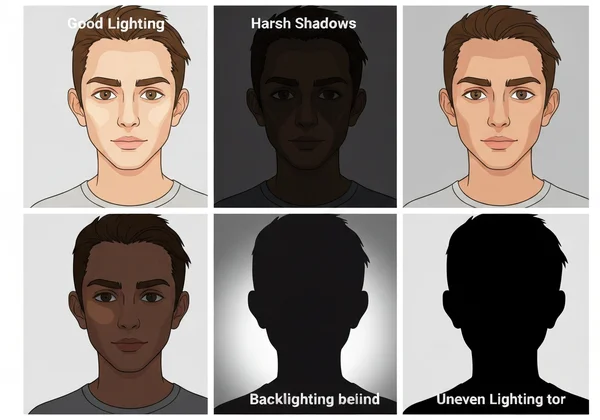 Good and bad lighting examples for AI cartoon
