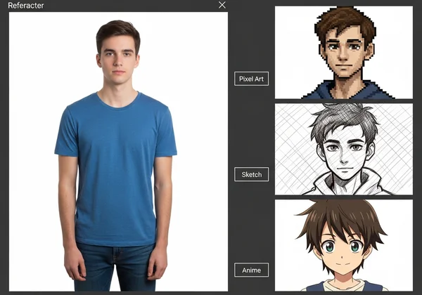 AI character generator showing different art styles
