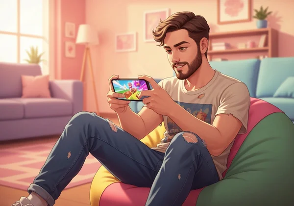 Various people benefitting from cartoon AI