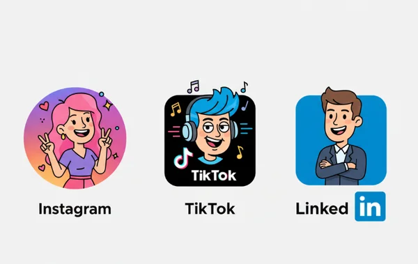 Cartoon avatars for Instagram, TikTok, and LinkedIn