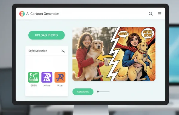 Screenshot of AI cartoon generator web interface