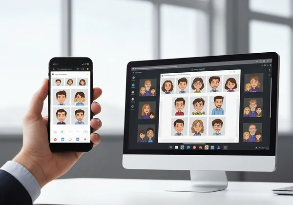 Mobile phone and desktop computer side-by-side