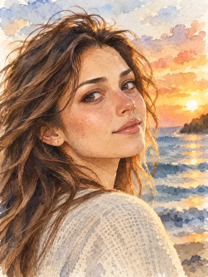 Watercolor illustrative style preview